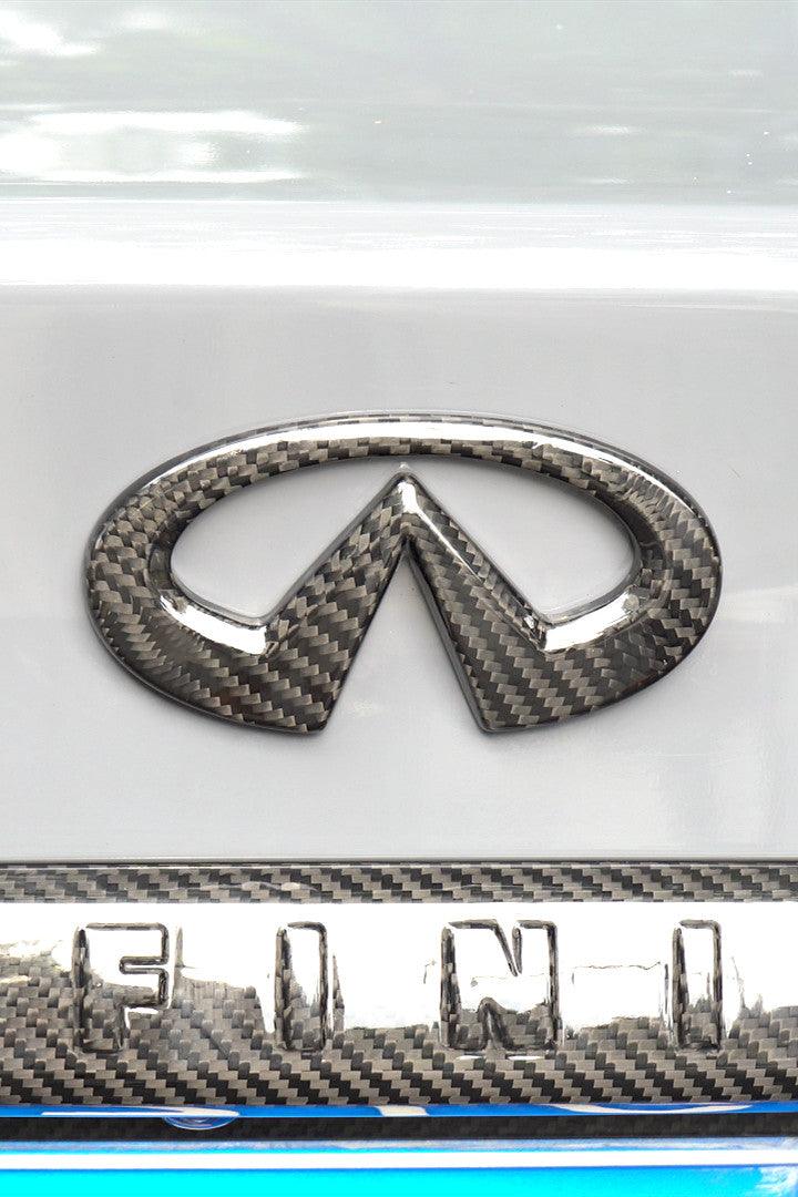 2015-2022 Infiniti Q50 Real Carbon Fiber Rear Emblem Trim Cover - Xorient Carbon Fiber