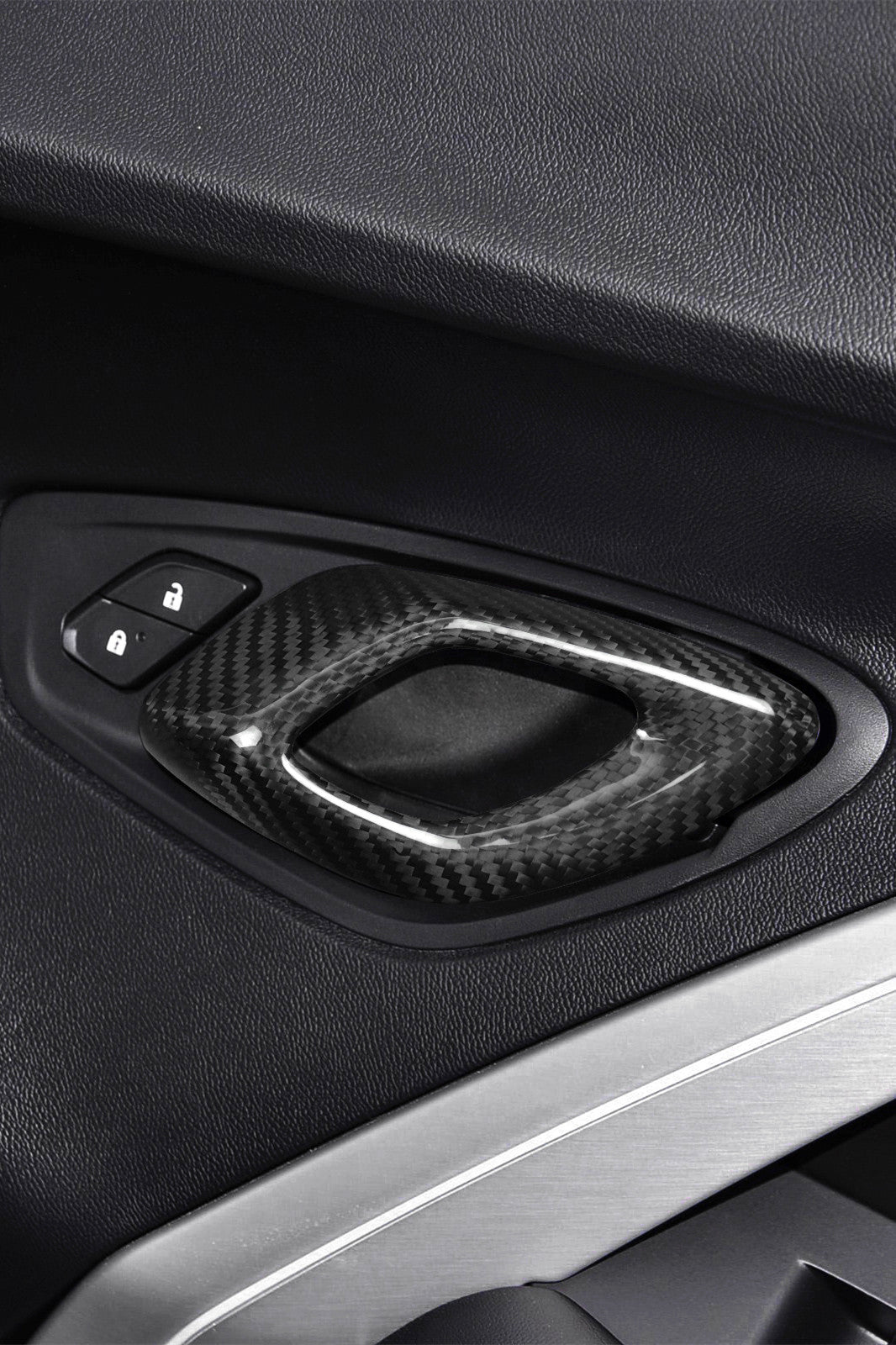 2016-2023 Camaro aftermarket parts Carbon Fiber Interior Door Handles Chrome Delete Trim Covers