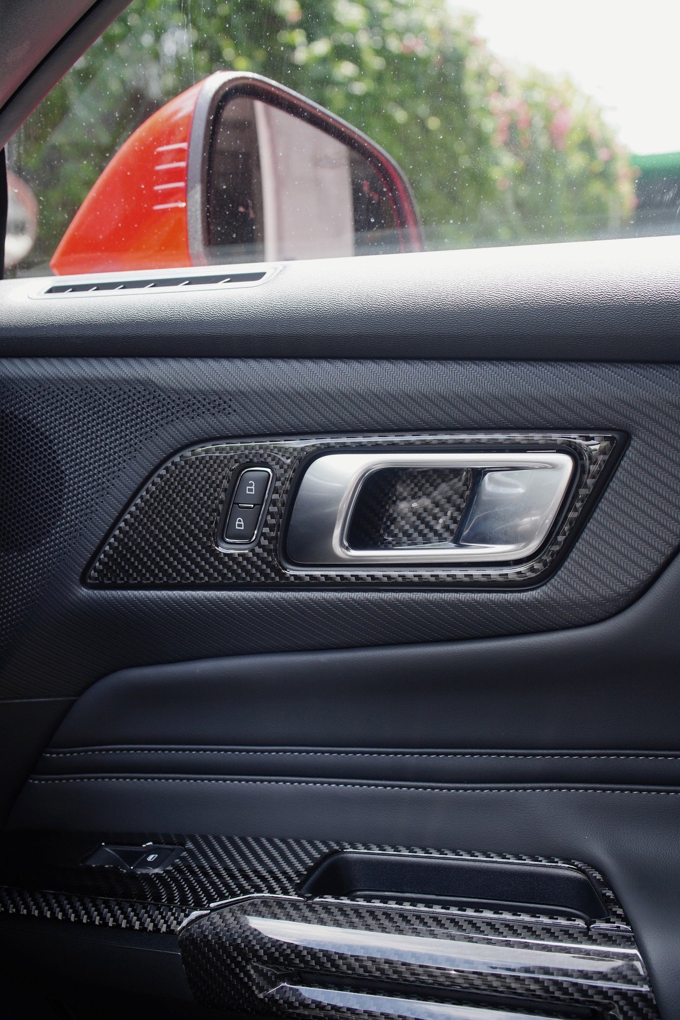 2024 Ford Mustang S650 Soft Carbon Fiber Door Handle Panel Trim Overlay