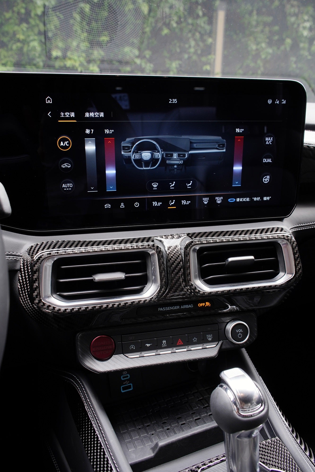 2024 Ford Mustang S650 Soft Carbon Fiber Start and Control Button Trim