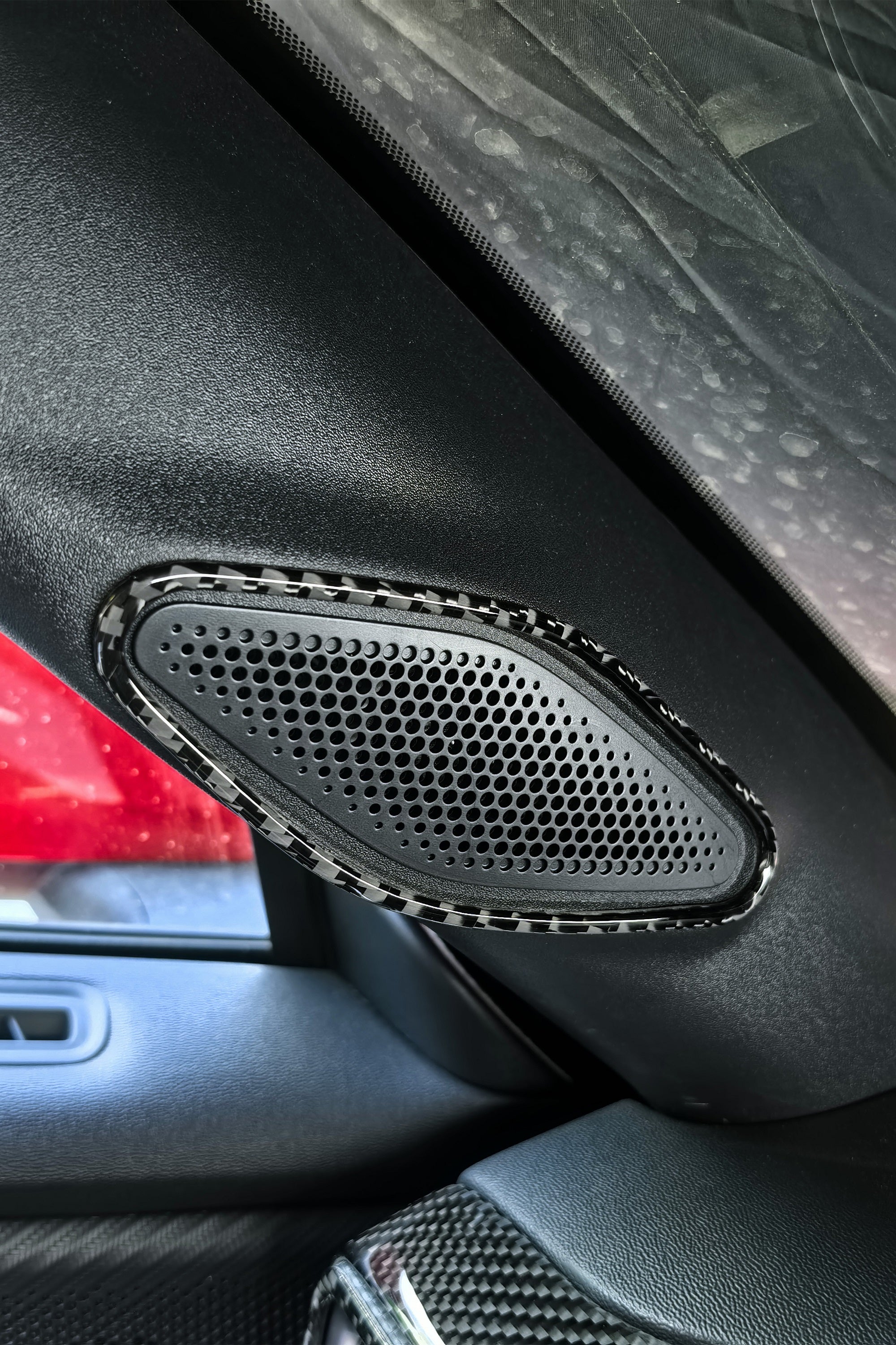 2024 Ford Mustang S650 Soft Carbon Fiber Front Pillars Speakers Trim Cover