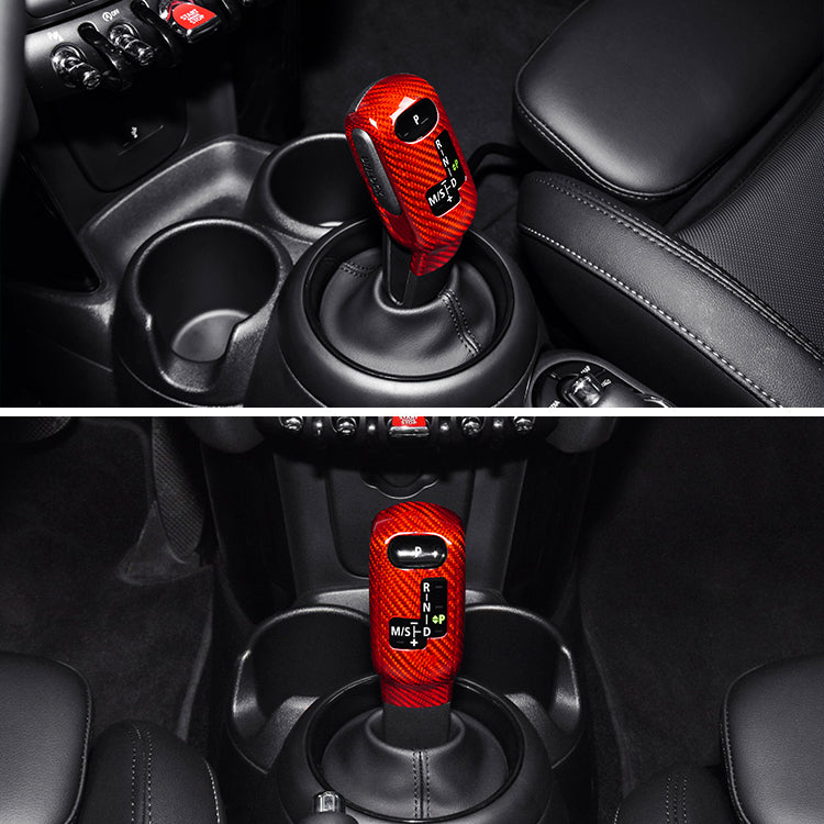 Carbon Fiber Interior Gear Shift Knob Trim Cover For Mini Cooper F54 F55 F56 F57 F60-red