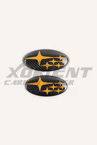 2015-2023 Subaru WRX Carbon Fiber Front And Rear Emblem Trim Cover 18+ CrossTrek,17+ Impreza-orange