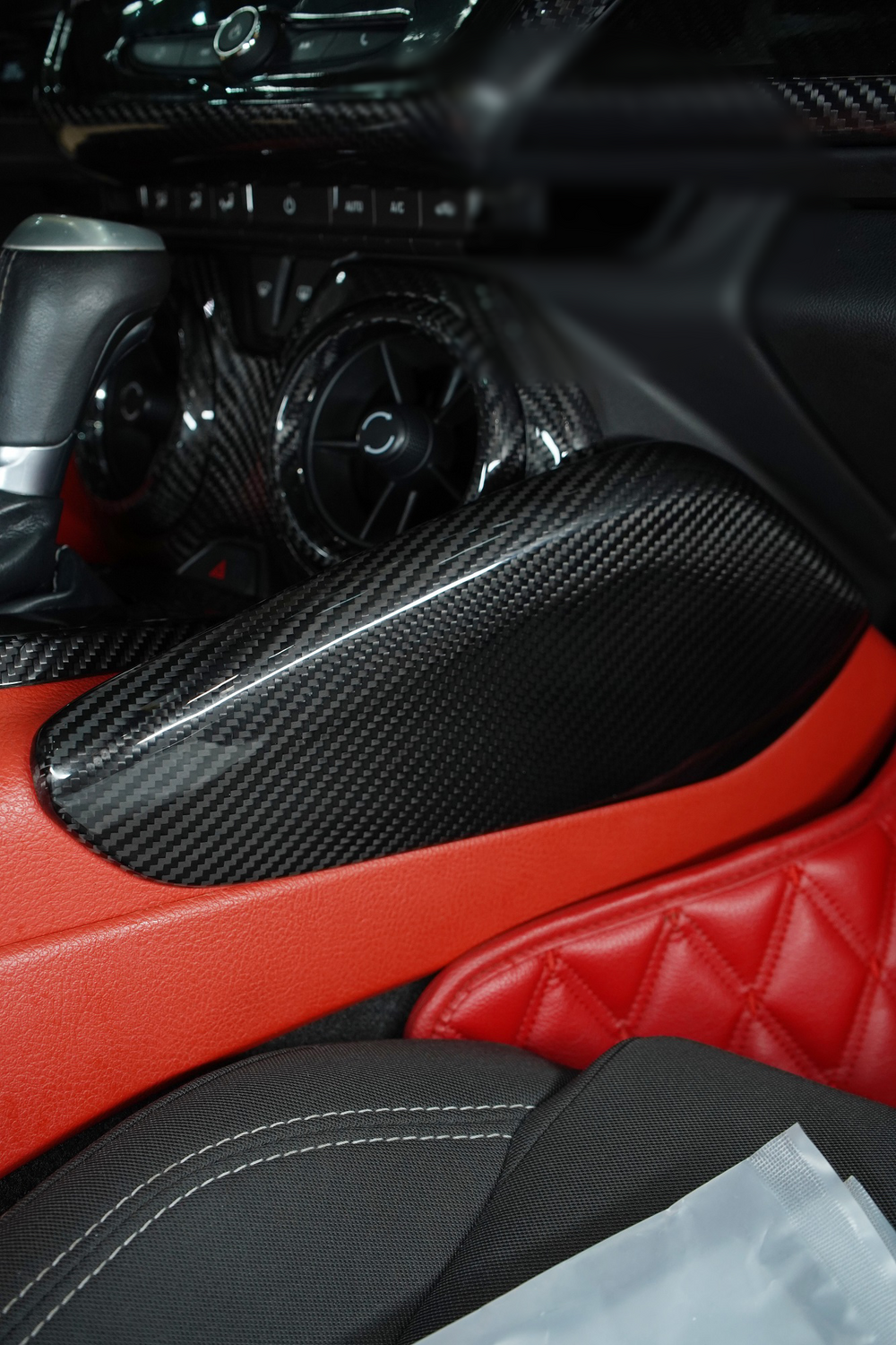 2016-2023 Camaro Carbon Fiber Interior Console Knee Pads Trim Cover [2PCS]