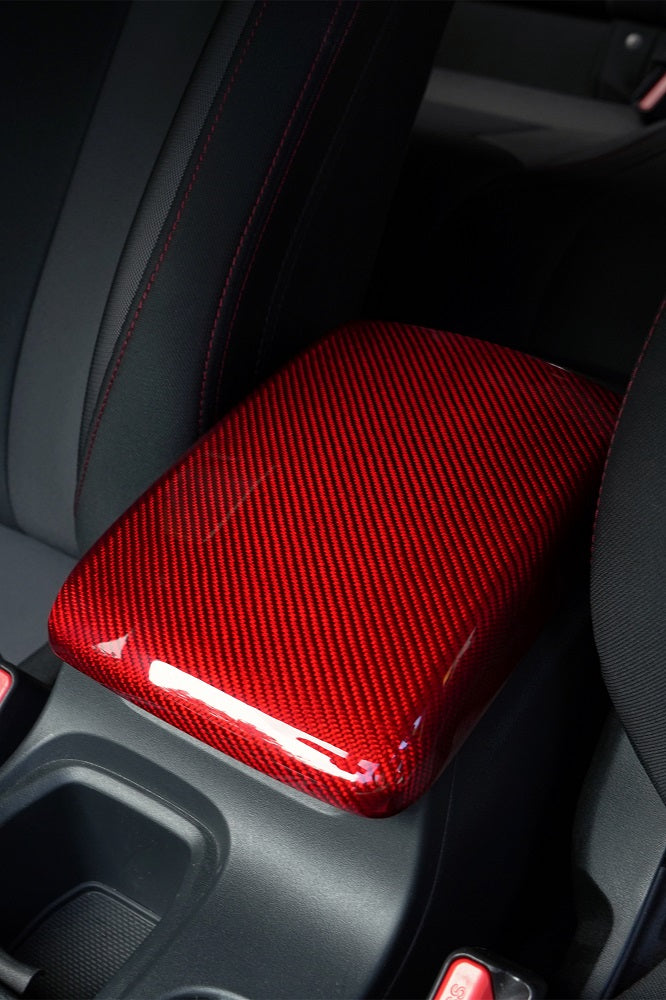 2022+ Subaru WRX Carbon Fiber Interior Armrest Trim Cover-Red