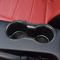 Carbon Fiber Interior Central Control Cup Holder Panel Patch Decorative For Ford Mustang 2015+