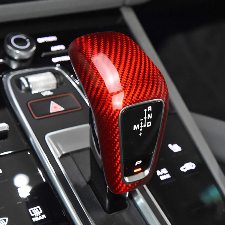 Carbon Fiber Interior Gear Shift Head Trim Cover For Porsche Cayenne 2018+-red