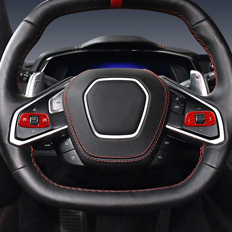 2020-2023 Corvette C8 Carbon Fiber Interior Steering Wheel Trim Roller Covers