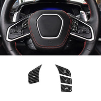 C8 Carbon Fiber Interior Steering Wheel Button Trim Covers [Heated]