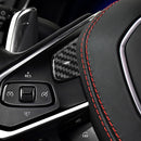 C8 Carbon Fiber Interior Steering Wheel Button Trim Covers [Heated]-black