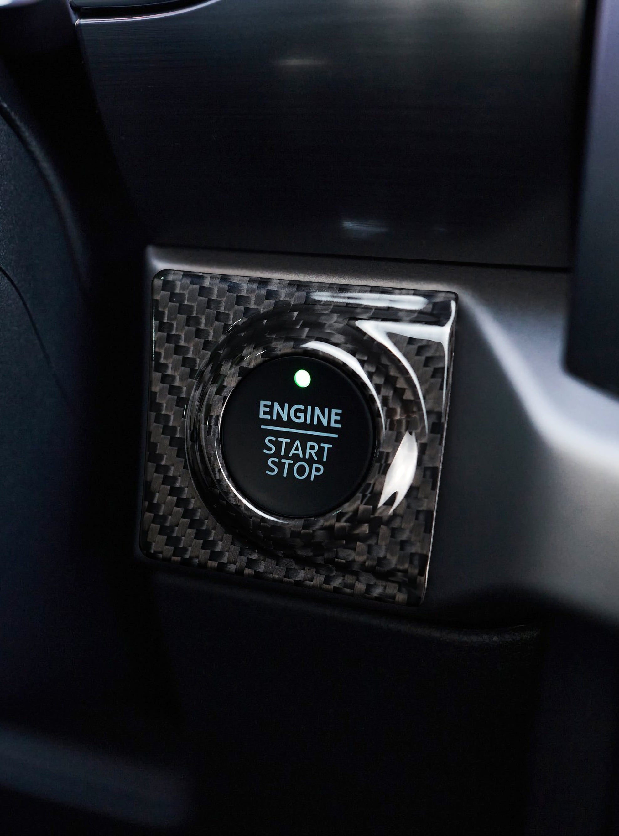 Carbon Fiber Start Stop Button Surround Cover for 2021–2025 Ford F-150 & 2021–2023 Ford F-250 Black