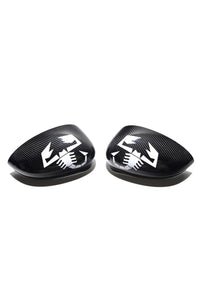 XCF Fiat 500 Abarth Mirror Covers-White Scorpion Mark