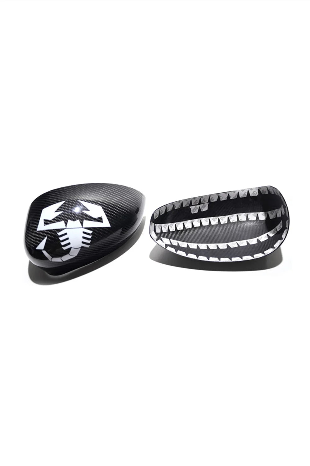 XCF Fiat 500 Abarth Mirror Covers-White Scorpion Mark